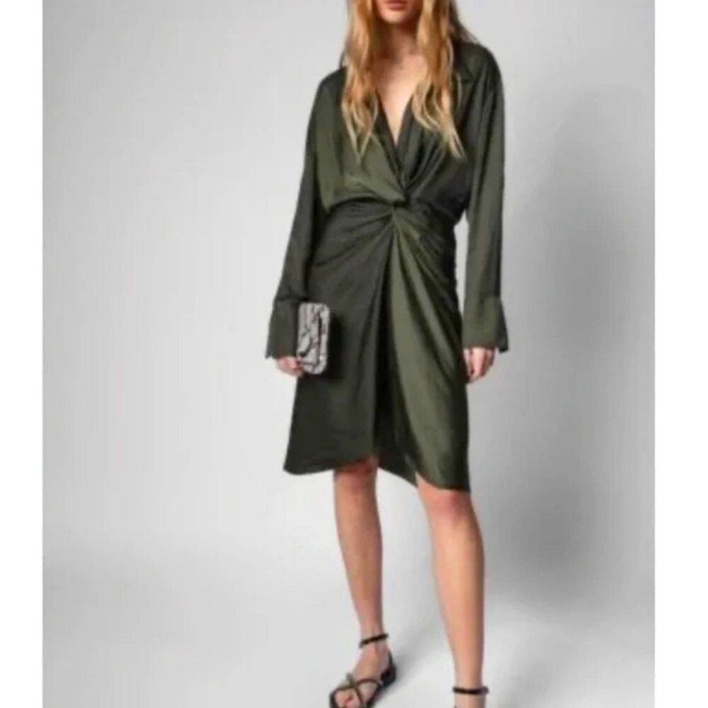 ZADIG & VOLTAIRE  |  Rozo Twist Front Satin Dress - Size L